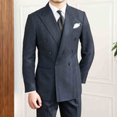 Six Button A Stripe Slim Fit Men's Casual Retro Suit
